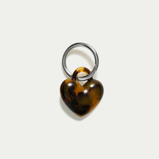 KITTY PALOMA Puffy Heart Keychain | Classic Tortoiseshell (Gold or Silver)