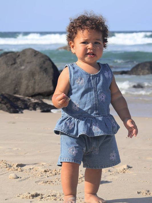 BELLE & SUN Denim Top | Flower