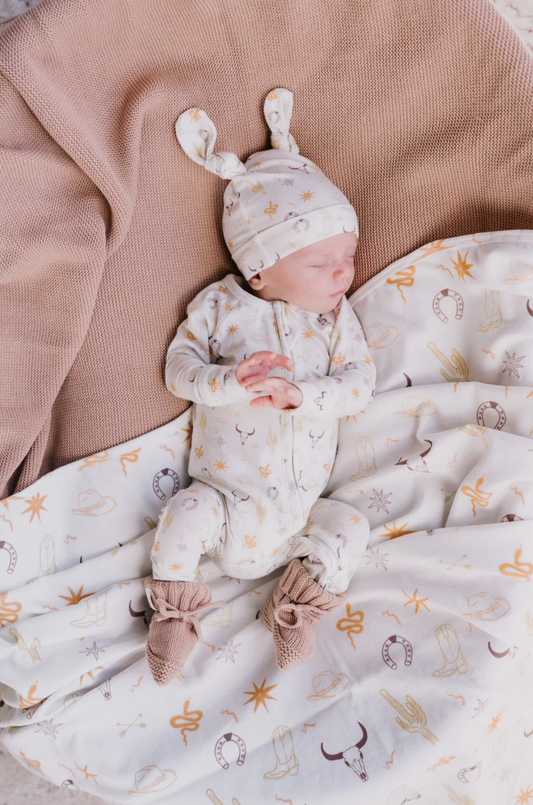 LITTLE & FERN Zip Romper | Cowboys