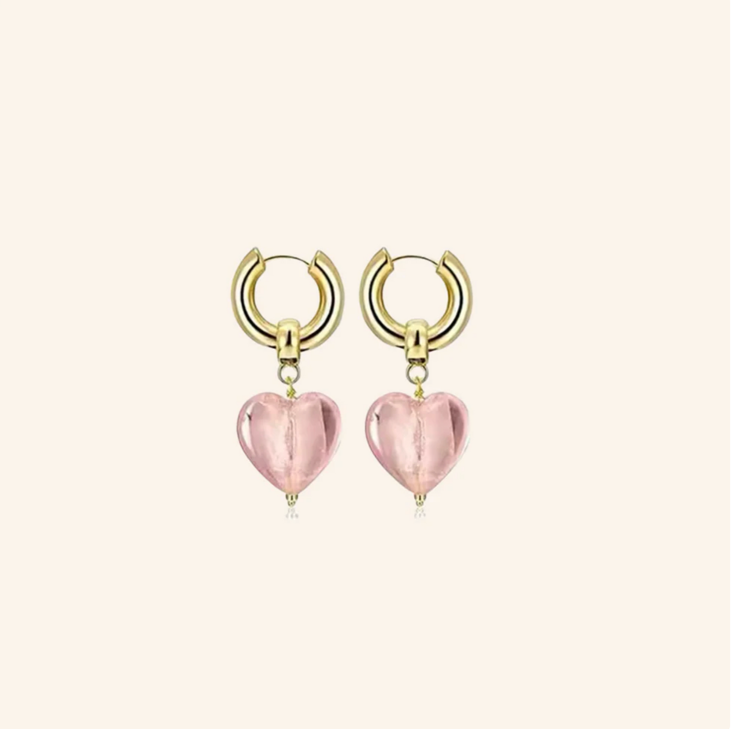 WE ARE EMTE Treasured Heart Hoop Earrings | Pink