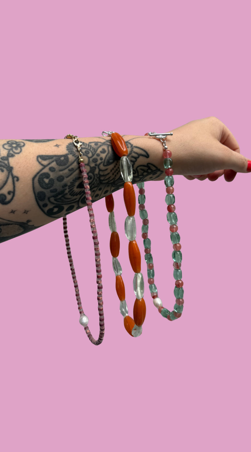 DARING YEARS Beaded Necklace | Driftwood | Silver (Toggle Clasp)