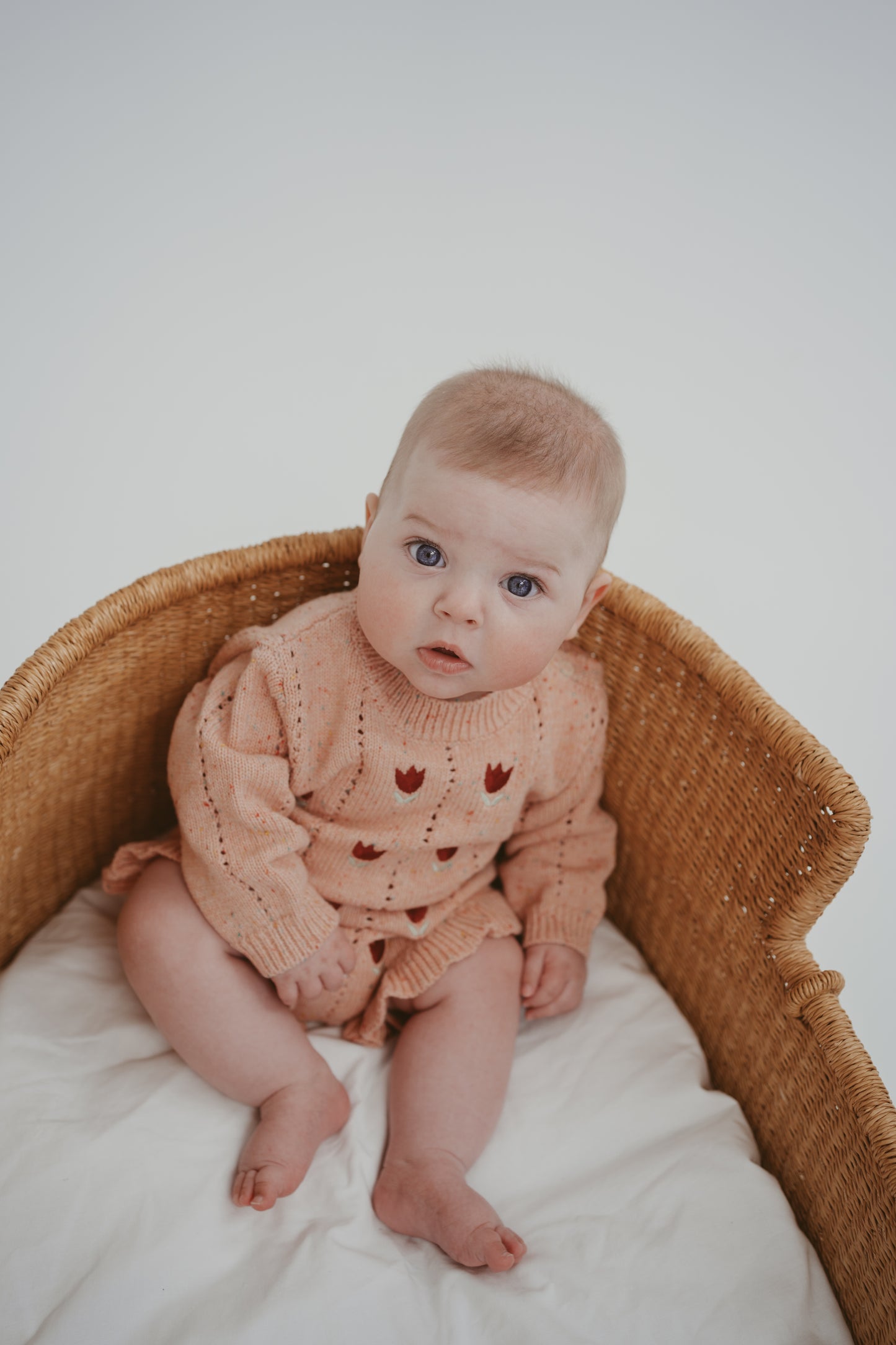 FRECKLES THE LABEL Pointelle Knit Romper | Sherbet Tulip