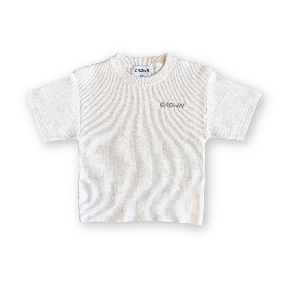 GROWN Ribbed Knitted Logo Tee | Coconut
