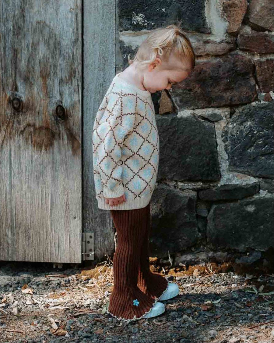 FRECKLES THE LABEL Cotton Knit Bell Pants | Bluebell