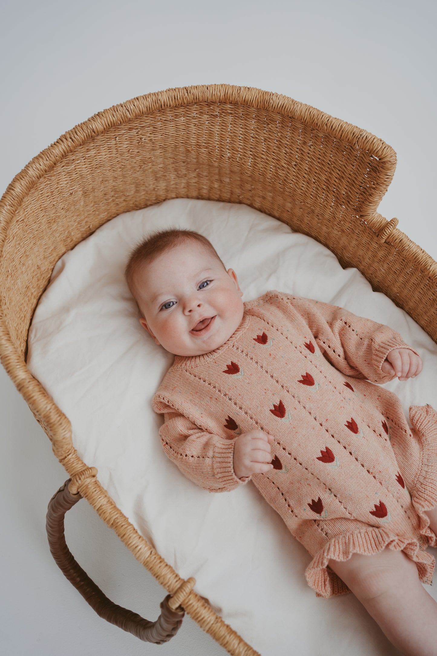 FRECKLES THE LABEL Pointelle Knit Romper | Sherbet Tulip