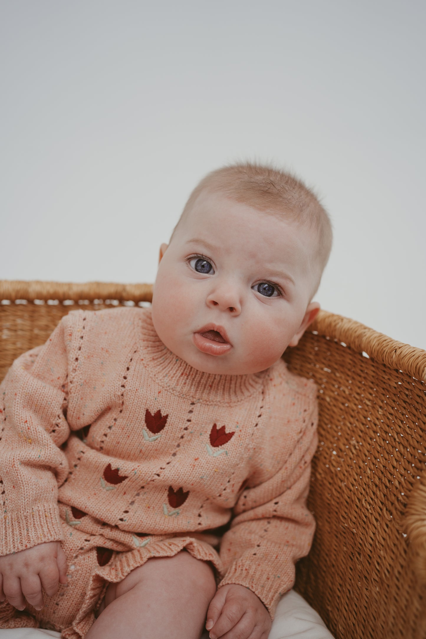 FRECKLES THE LABEL Pointelle Knit Romper | Sherbet Tulip