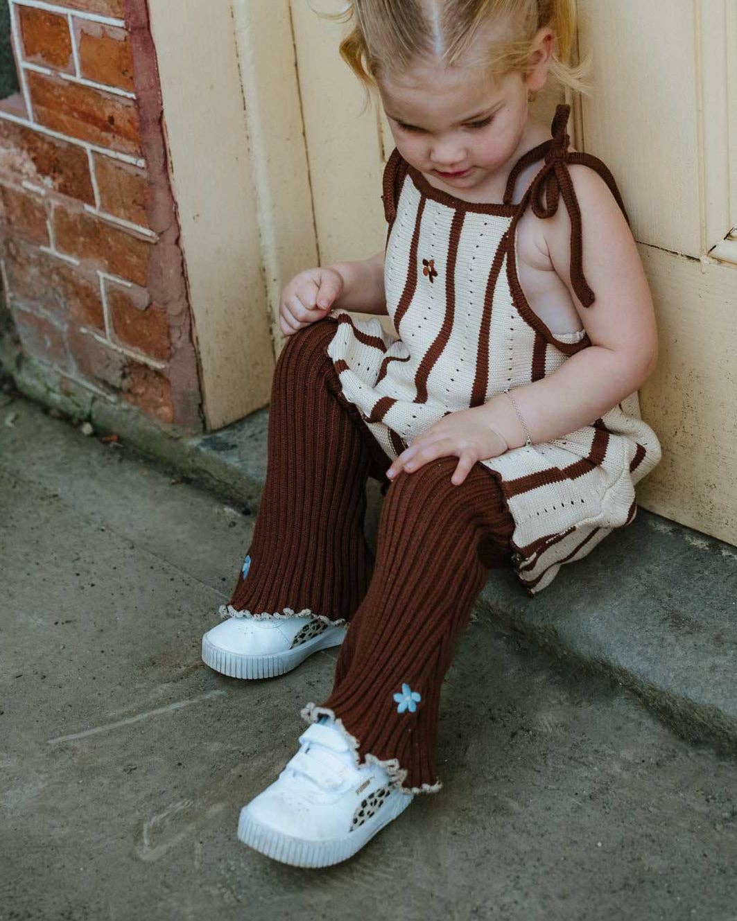 FRECKLES THE LABEL Cotton Knit Bell Pants | Bluebell