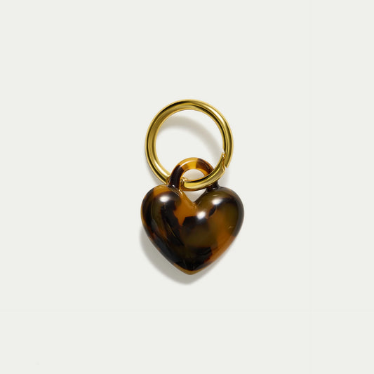 KITTY PALOMA Puffy Heart Keychain | Classic Tortoiseshell (Gold or Silver)