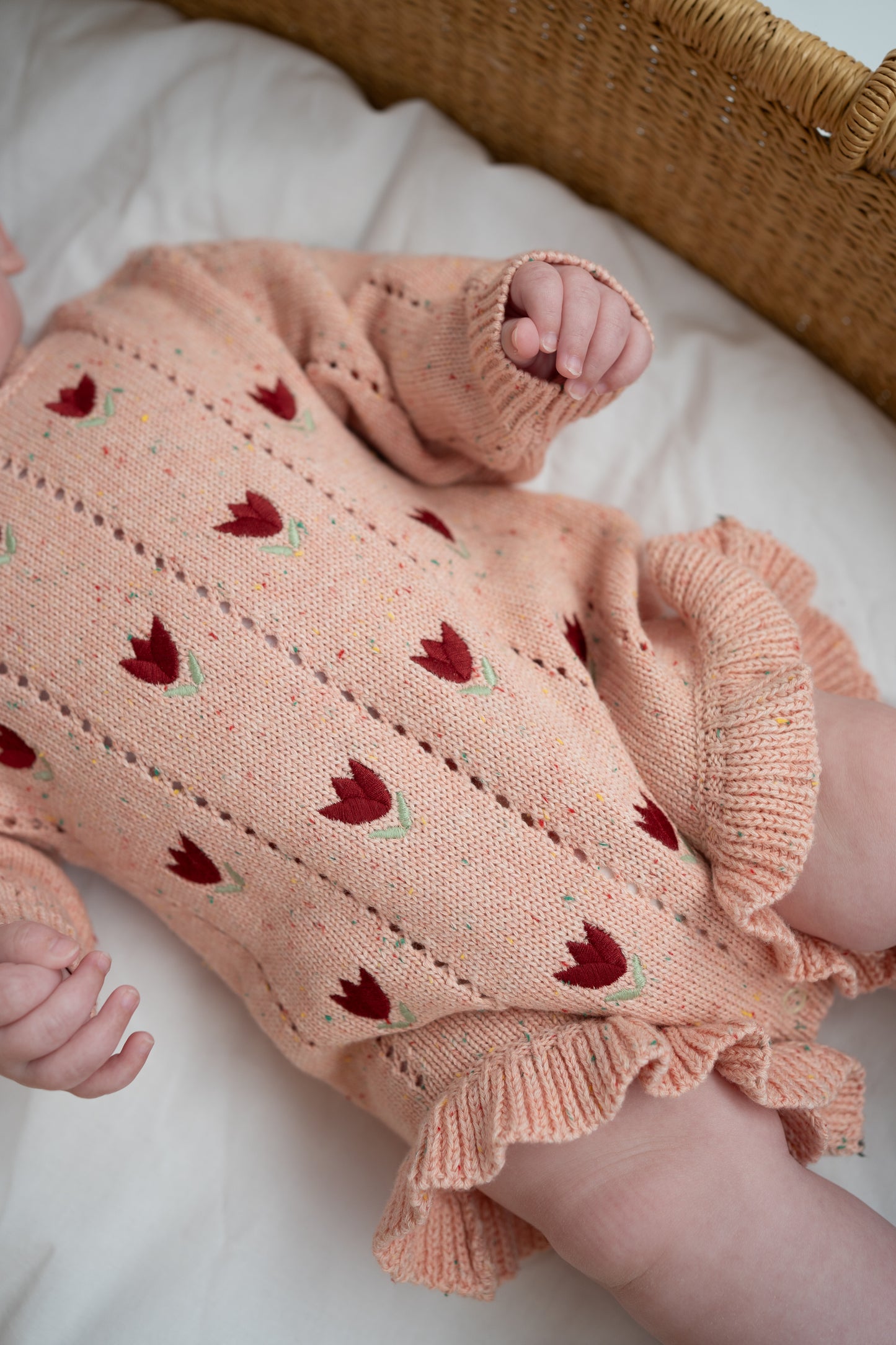 FRECKLES THE LABEL Pointelle Knit Romper | Sherbet Tulip