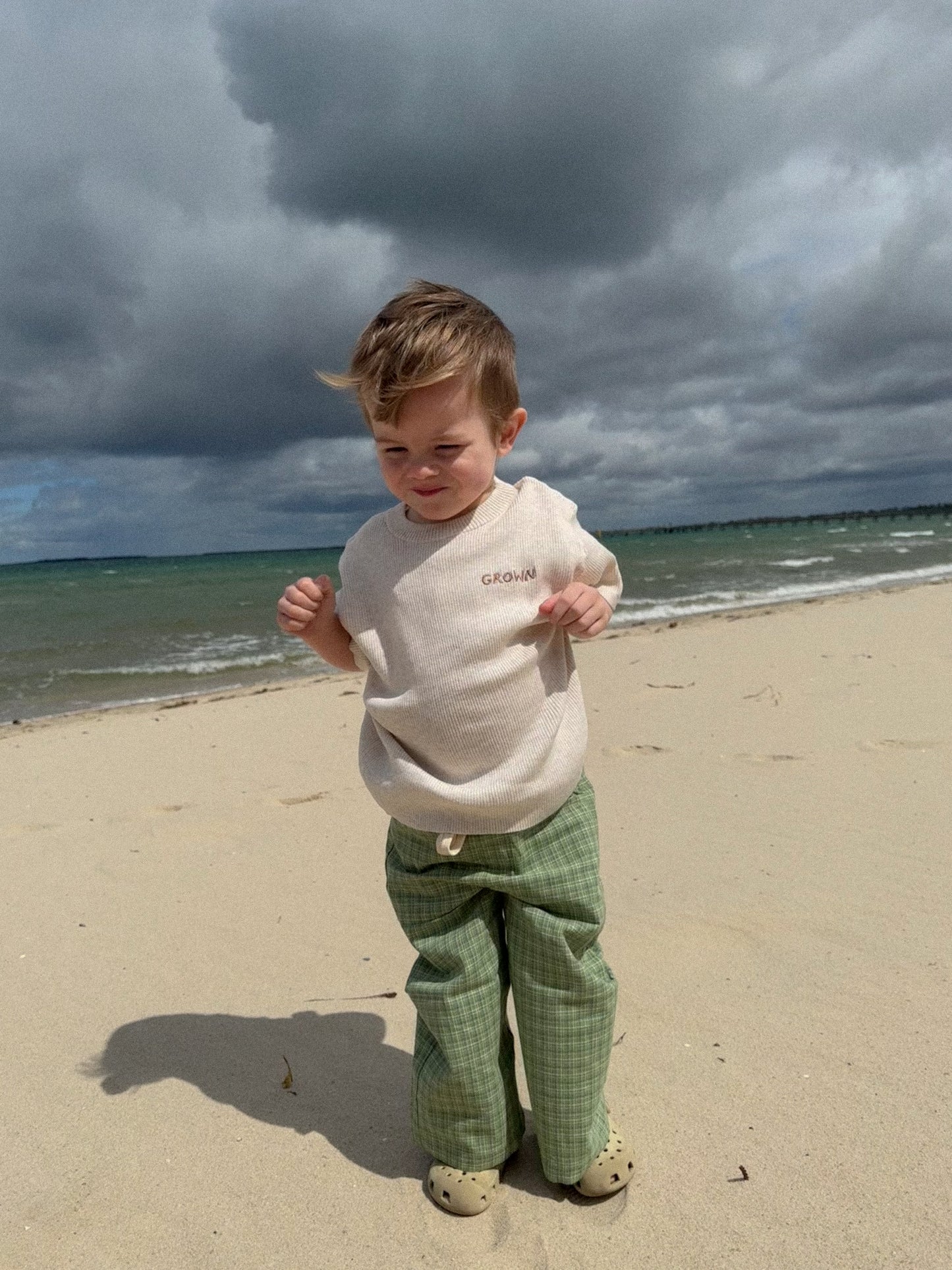 GROWN Ribbed Knitted Logo Tee | Coconut