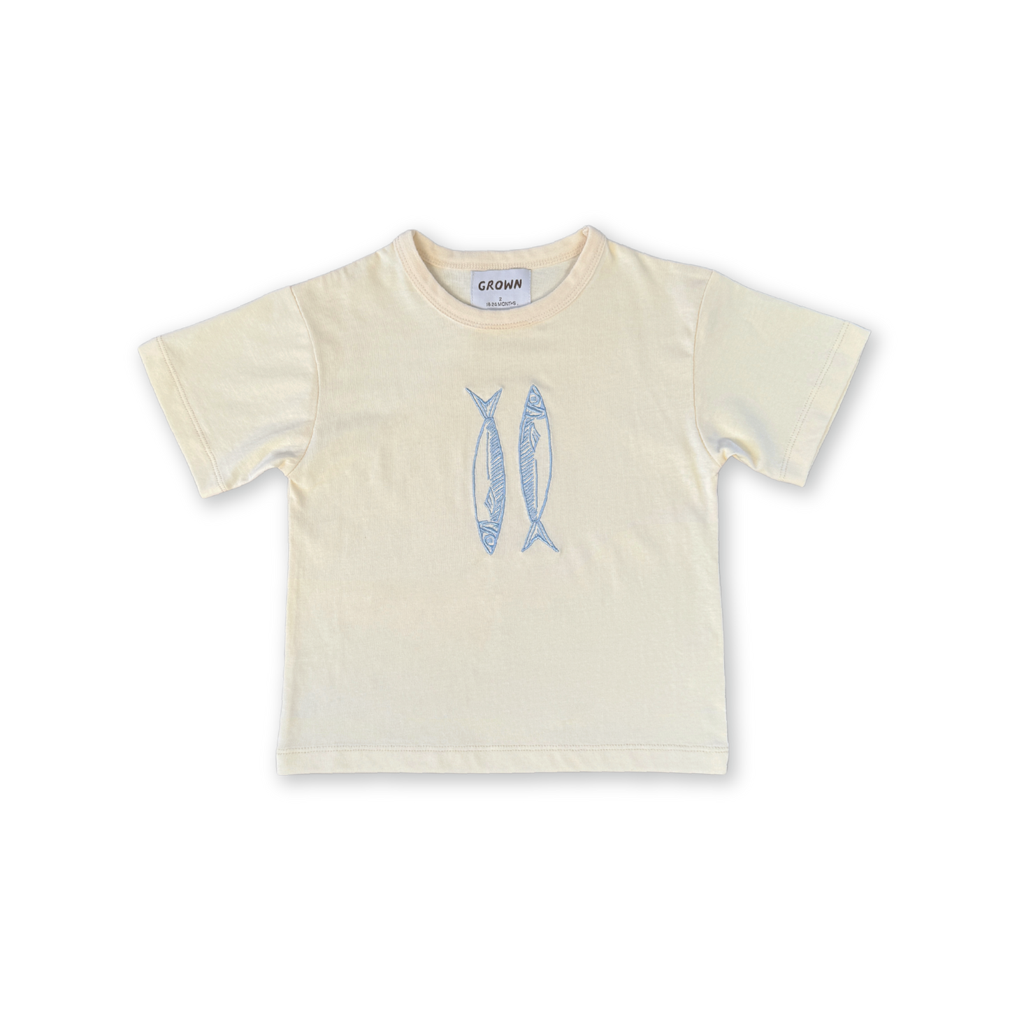 GROWN Organic Sardine Embroidered Tee | Milk