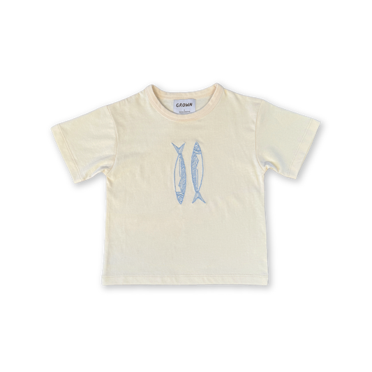 GROWN Organic Sardine Embroidered Tee | Milk