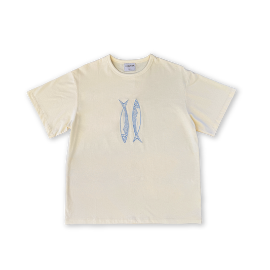 GROWN Ladies Organic Sardine Embroidered Tee | Milk