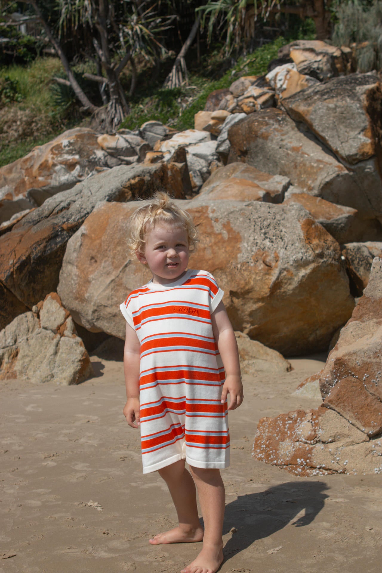 GROWN Organic Island Stripe Playsuit