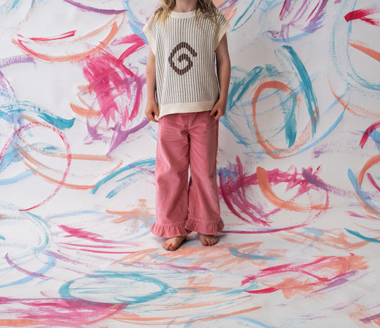 GROWN Organic Cord Frill Pant | Sorbet