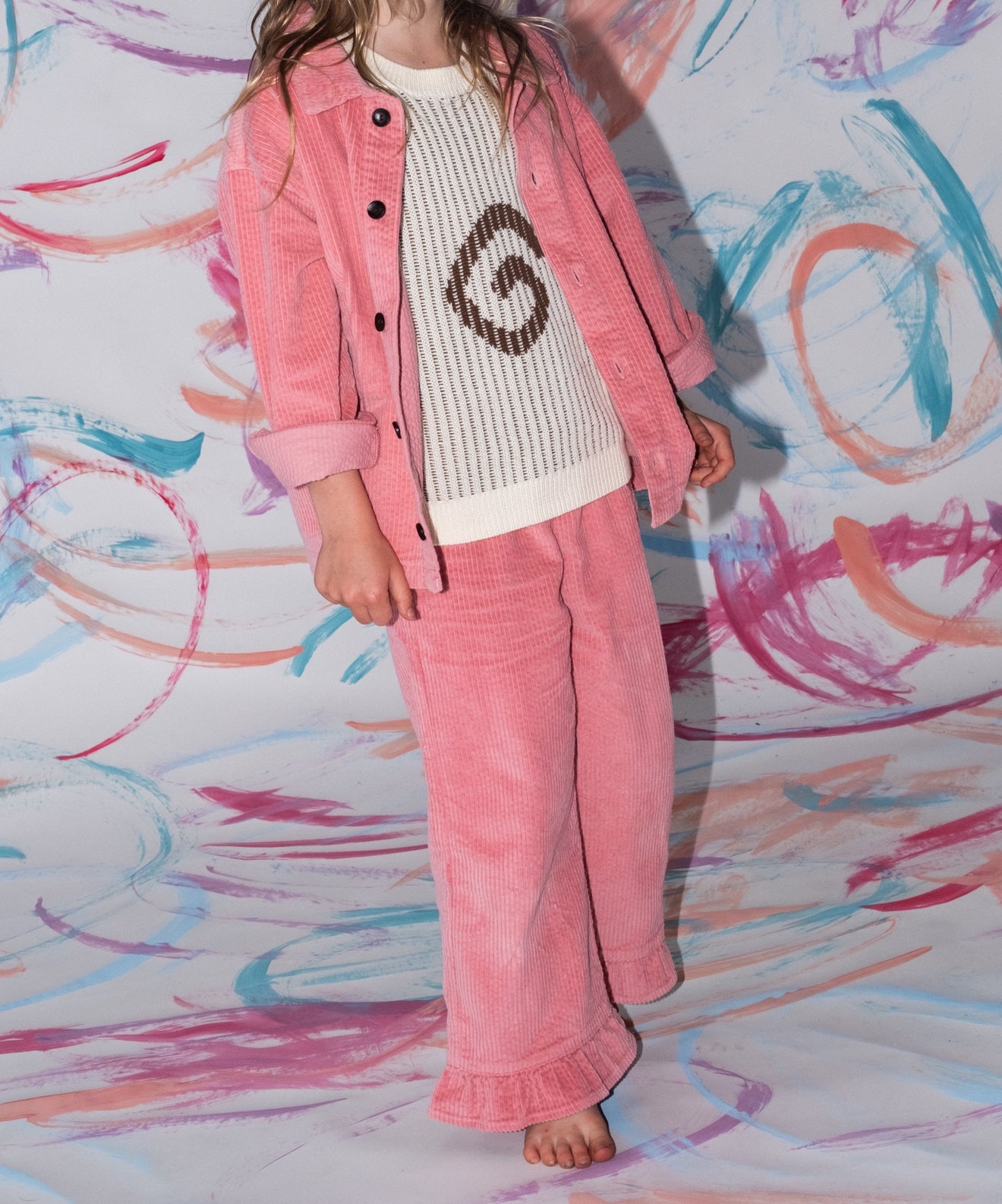 GROWN Organic Cord Frill Pant | Sorbet