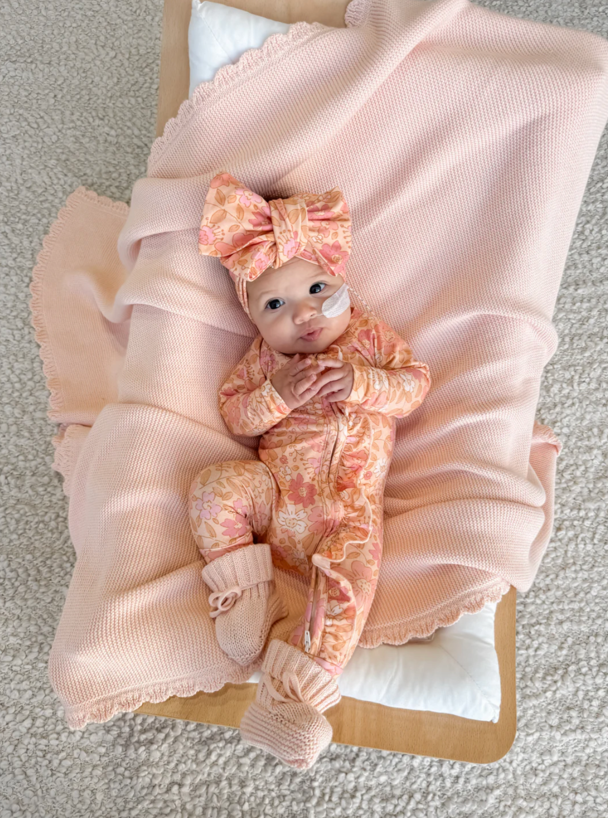 LITTLE & FERN Frill Zip Romper | Goldie Floral