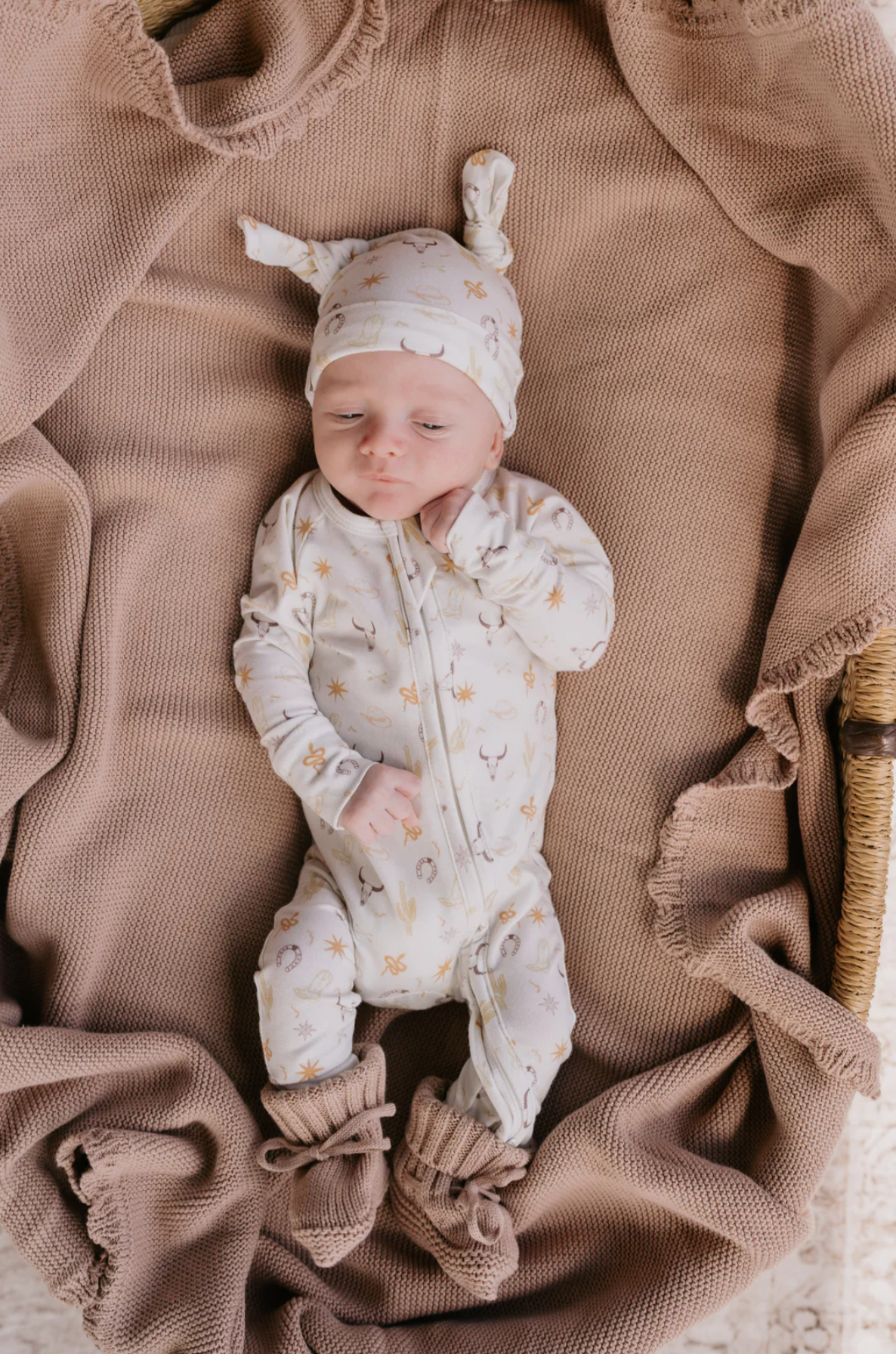 LITTLE & FERN Zip Romper | Cowboys