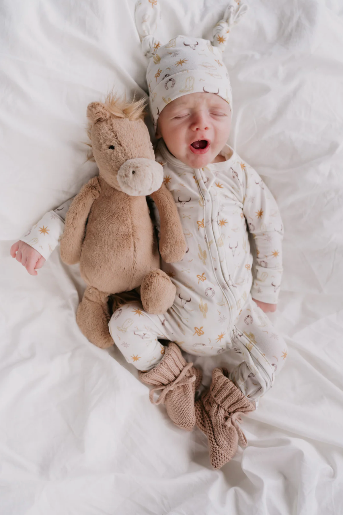 LITTLE & FERN Zip Romper | Cowboys