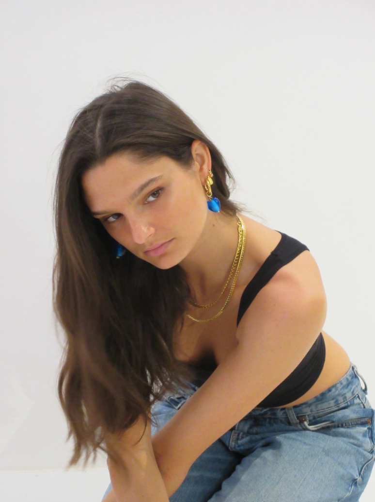 WE ARE EMTE Treasured Heart Hoop Earrings | Cobalt