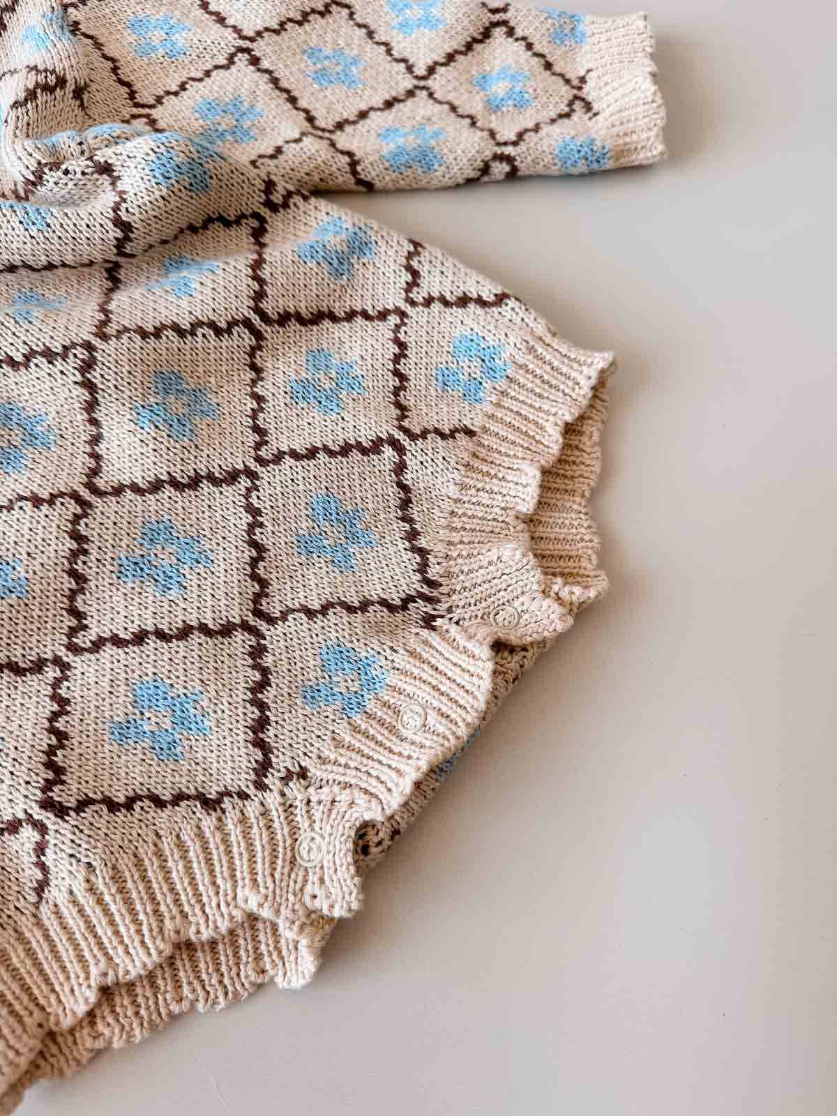 FRECKLES THE LABEL Cotton Knit Romper | Bluebell