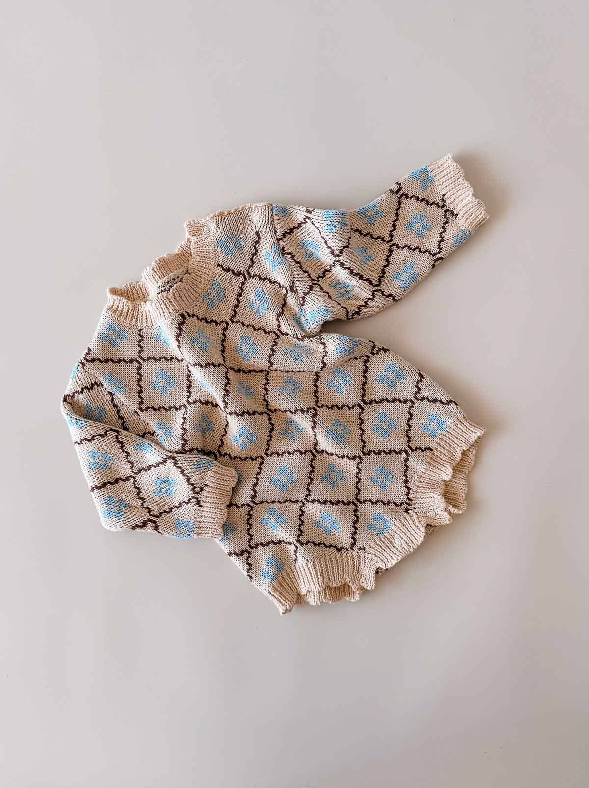 FRECKLES THE LABEL Cotton Knit Romper | Bluebell