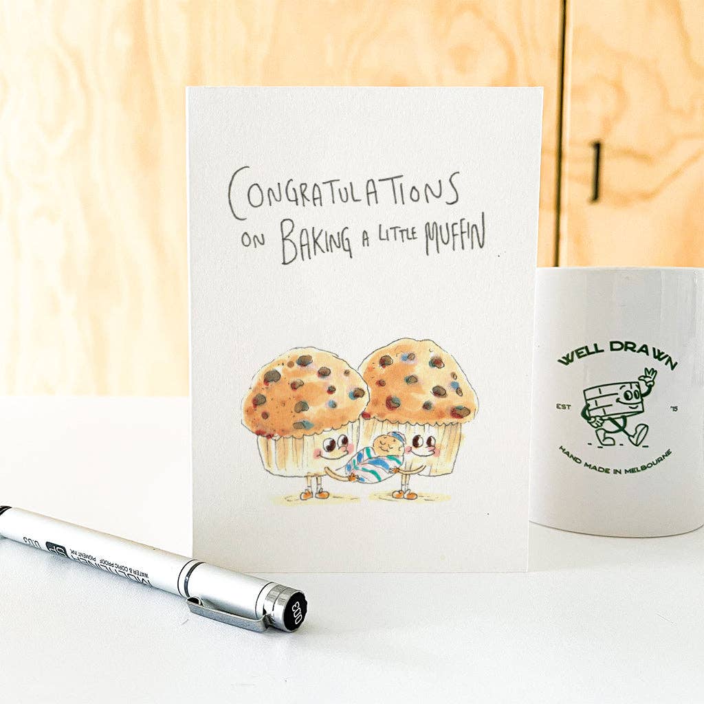 WELL DRAWN Congratulations on Baking a Little Muffin